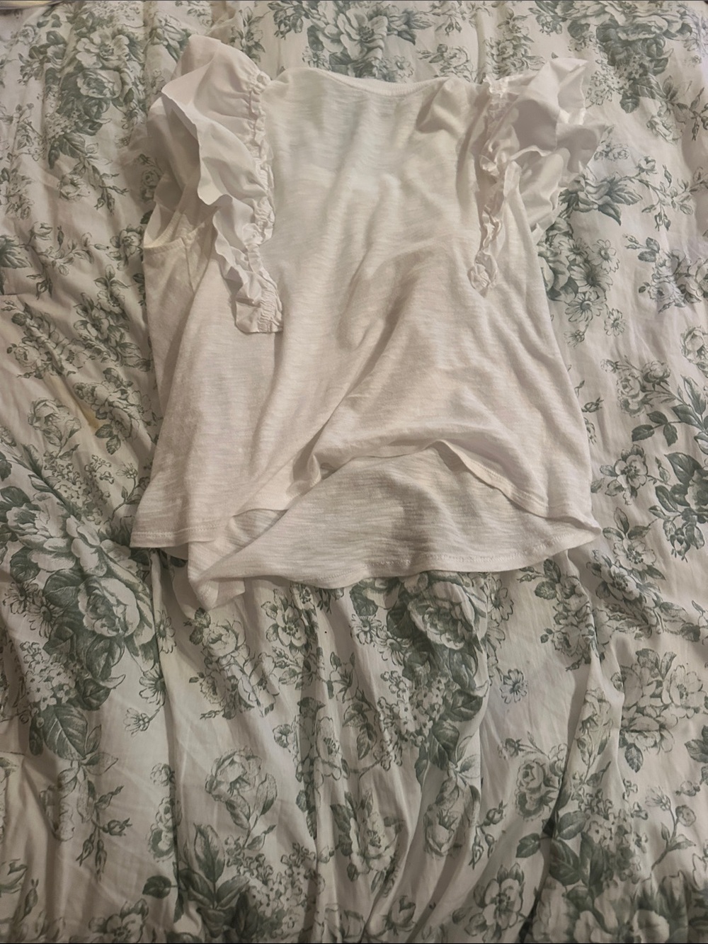Express White Ruffle Sleeve Tee - Picture 2 of 3